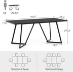 LITTLE TREE 70.86-Inch Conference Table for 8, Black Conference Room Table with Metal Base, Modern 5.9 ft Rectangular Table for Boardroom, Meeting, Conference Room