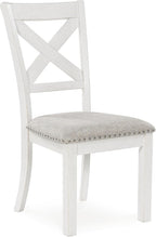 Signature Design by Ashley Robbinsdale Classic Upholstered Dining Chair with Cushion and Nailhead Trim, Set of 2, White & Light Gray