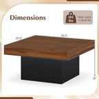 Giantex LED Coffee Table, Square Center Table with Remote, 21 Dynamic Modes, 20 Static Colors, Adjustable Brightness & Speed, Wood Low Cocktail Accent Table, Modern Living Room Table (Brown)