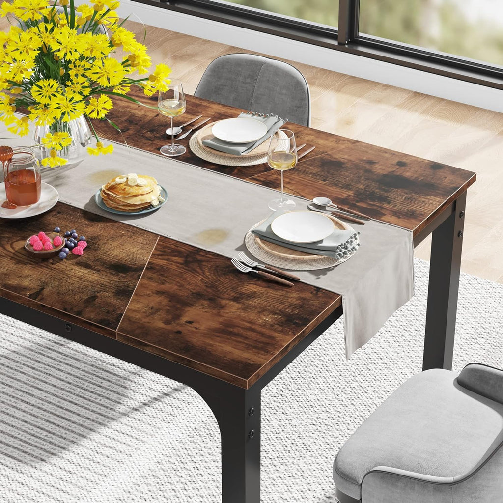 LITTLE TREE 78.7 Inch X-Large Dining Table Rectangular Kitchen Furniture for 6 to 8 People, Brown