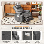 Flamaker Power Lift Recliner Chair Electric Lift Recliner for Elderly Power Lift Recliner Chair with Cup Holders Side Pockets for Living Room (Leathaire, Light Black)