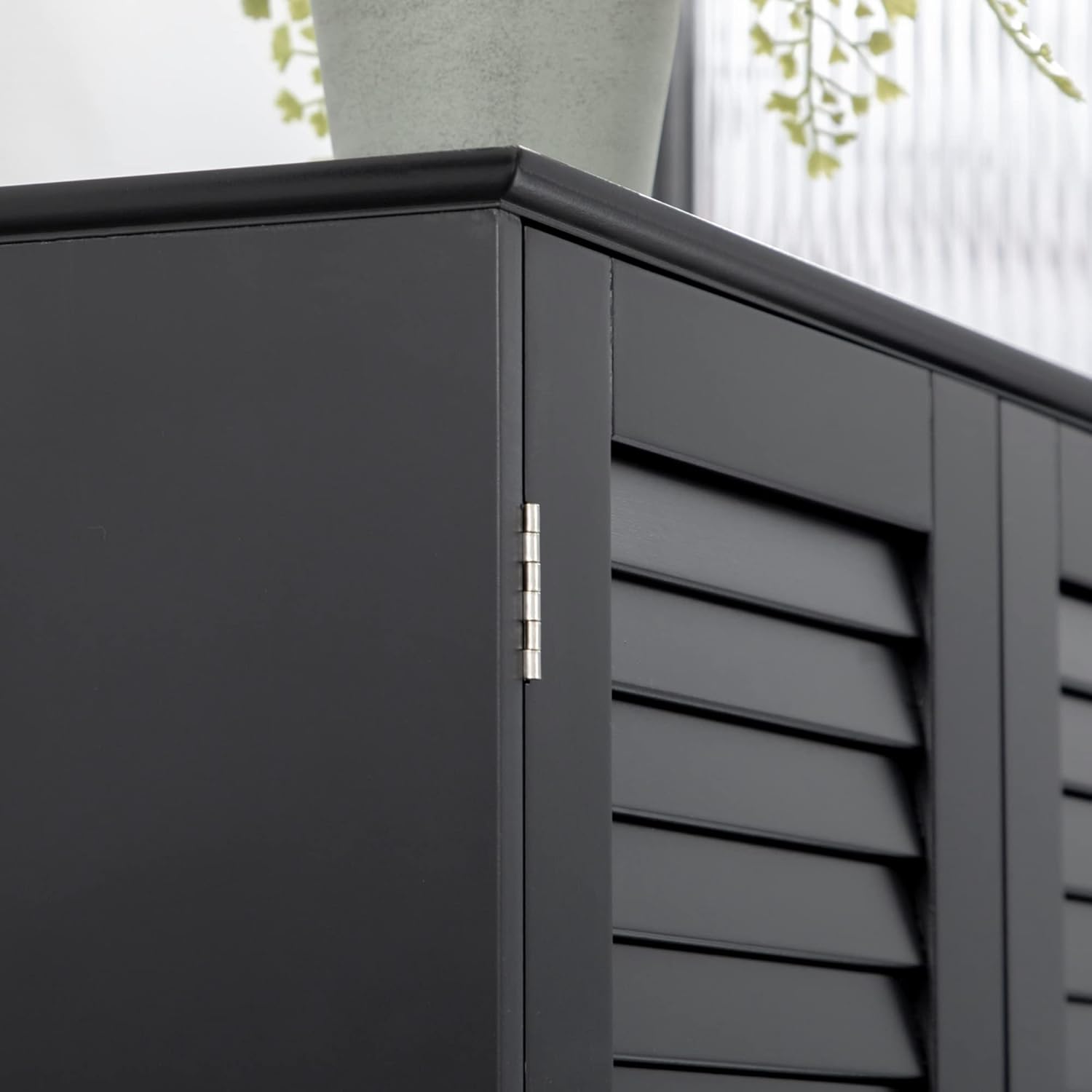 HOMCOM Tall Narrow Bathroom Storage Cabinet with Doors and Shelf Adjustability, Freestanding Linen Cabinet with 2 Cabinets and Countertop, Black