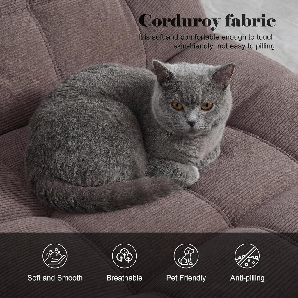 Corduroy Single-Seater Compression couch，boneless couch small for bedrooms and living rooms，comfy lazy floor sofa couch, designed specifically for small spaces in apartments and office (Coffee brown) | Boneless Design, Pull-point process