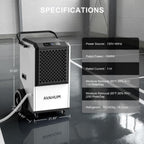 250 Pint Commercial Dehumidifier, Industrial Dehumidifier for 8,000 Sq.Ft Basement Warehouse Construction, Large Heavy Duty Commercial Grade Dehumidifiers with Drain Hose, Auto Defrost, Auto Restart