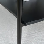 Casaphoria Rectangle Coffee Table, Modern 2-Tier Center Table with Gray Tempered Glass Top & Black Metal Legs, Living Room Furniture with Open Storage Shelf, 38.4 Inch