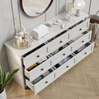 63 Inch 9 Drawer Tall Dresser, White Dresser for Bedroom, Modern Chest of Drawers with Deep Drawers and Handles, Wooden Dressers TV Stand, Long Dressers Organizer for Living Room, Hallway