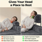 CAMMOO Couch Headrest Extender, Ergonomic Neck & Head Support for Legless Low Back Sofa, Sturdy Fixed-Height Metal Frame Sofa Backrest Extender, Fits Boneless Couch Under 28.5" (3 Pack, Grey)
