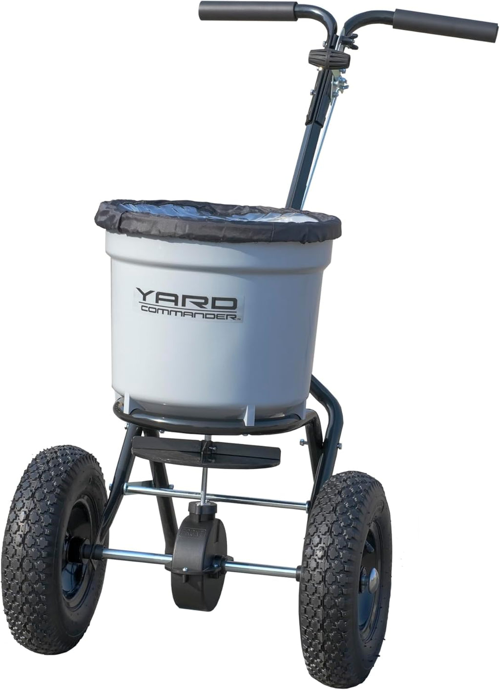 Yard Commander - Commercial 50 LB Walk-Behind Push Broadcast Spreader - 10-12 Foot Spread - Fertilizer  Ice Melt & Grass Seed - Clog Free Design - Fully Enclosed Gear Box - Adjustable Drop Rate