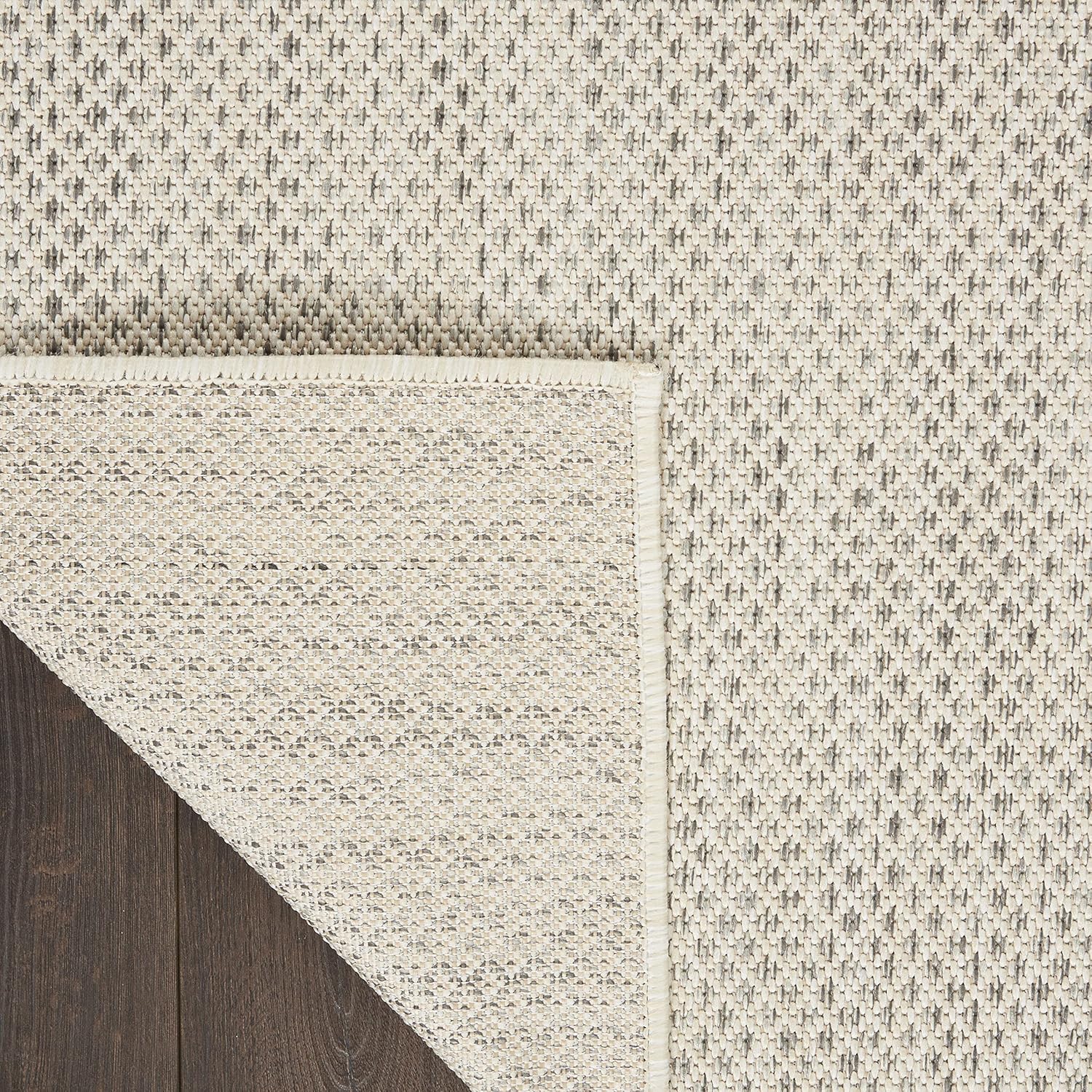 Nourison Home Courtyard Ivory Silver 9' x 12' Area Rug - Easy Clean  Non Shedding  Bed Room  Living Room  Dining Room  Kitchen (9' x 12')