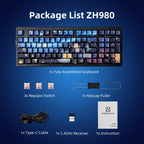 ZORNHER ZH980 Mechanical Keyboard,95% Blue Creamy Keyboard with Number Pad,Van Gogh's Starry Night Dye Sublimation PBT Keycaps,Creamy Sounding Linear Switches,Hot-Swappable,RGB Backlit
