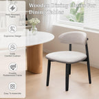 Farmhouse Dining Chairs Set of 4,Mid Century Modern Fabric Upholstered Kitchen Chairs,Wooden Dining Room Chair with Curved Back Black Leg for Kitchen Dining Room Restaurant Cafe,Linen Gray,Only Chairs