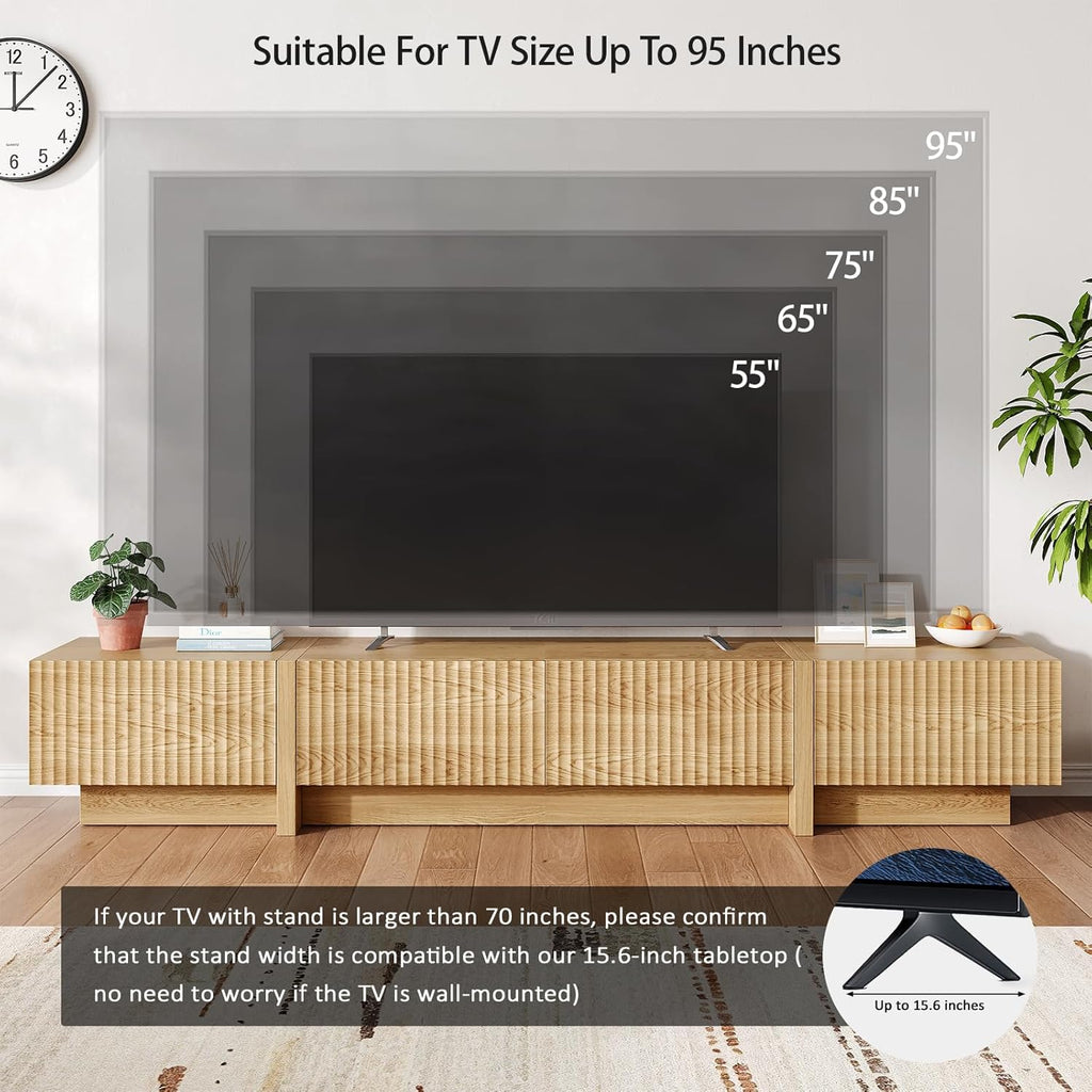 TV Stand and Coffee Table Set of 2, Modern TV Stand for Living Room, 98” Entertainment Center Fits 55”-95” TVs,Lift Top Coffee Table for Home,Office, Natural