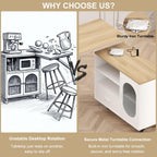 HSH 72.4” Rolling Kitchen Island with Swivel Table, Storage Cabinet, Drawers & Shelves, White Modern Mobile Island Cart on Wheels, Farmhouse Wood Island Table for Kitchen, Dining Room, Home Bar