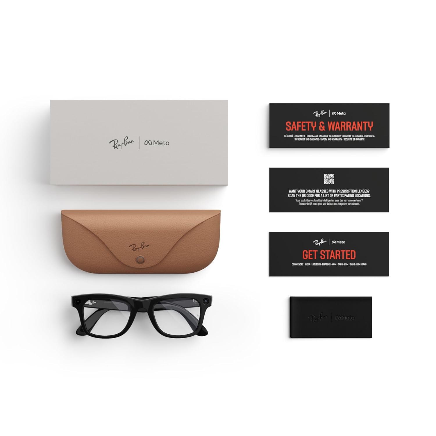 Ray-Ban Meta (Gen 1)  Wayfarer  Shiny Black | Smart AI Glasses for Men  Women — 12 MP Ultra-Wide Camera  Open-Ear Speakers for Audio  Video Recording and Bluetooth — Clear Lenses — Wearable Technology