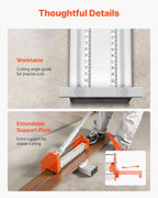 VEVOR 12 inch Vinyl Floor Cutter, 12mm Thick Laminate Flooring Cutter with Upgraded Labor-Saving Aluminum-Alloy Lever, Telescoping Support Plate, Cuts Certain Engineered Wood, LVT, VCT, SPC, LVP, WPC