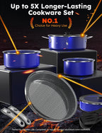 Pro DUXANO 12PC Pots and Pans Set&Hybrid 3-Ply Stainless Steel Skillet, High Heat Sear&Fry, 2-Layer Ceramic Nonstick Induction Cookware, 9H Scratch-Resistant&Anti-Warp,PFAS Free,All Cooktop/Dishwasher