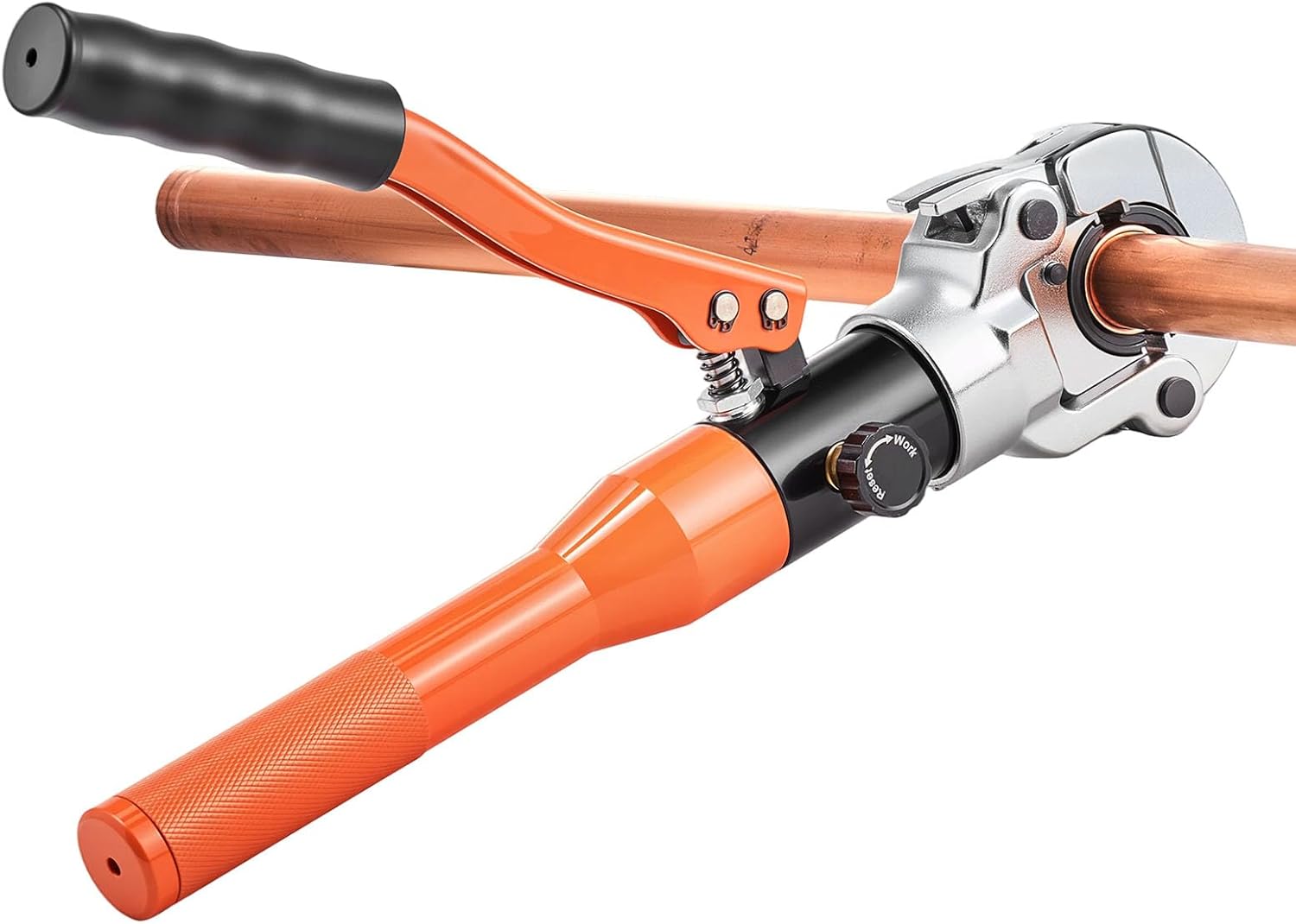 VEVOR Copper Pipe Crimping Tool, Hydraulic Driven Pro Press Tool with 1/2", 3/4", 1" Jaws, Copper Tube Fittings Crimper for Narrow Spaces, Straight & Bend Fittings - with Carrying Case
