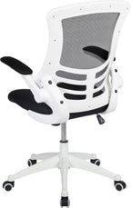 Flash Furniture Kelista Office Chair, Ergonomic, Mid-Back, White Frame, Black Mesh with Swivel
