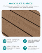 SERWALL Outdoor Coffee Table with 1.69" Umbrella Hole, HDPE Patio Coffee Table for Outside, Rectangle, Brown