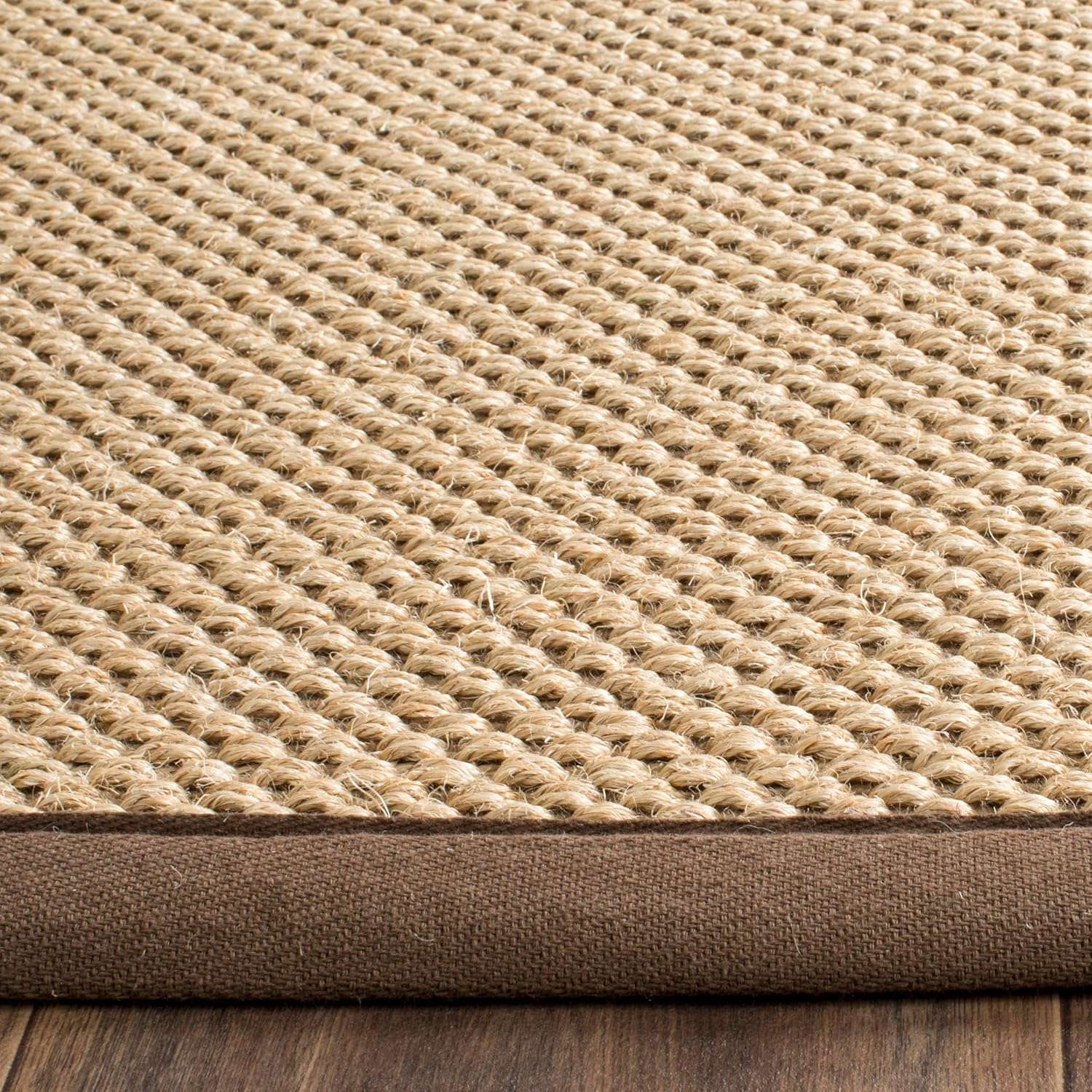 SAFAVIEH Area Rug 9x12 - Natural Fiber Collection - Large - Maize & Brown, Sisal, Woven Design with Border (NF141C)
