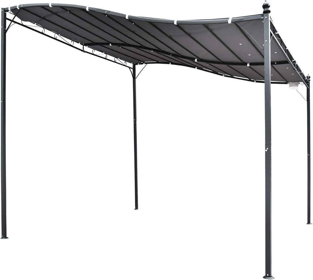 Outsunny 10' x 10' Steel Outdoor Pergola Gazebo, Patio Canopy with Weather-Resistant Fabric and Drainage Holes for Backyard, Deck, Garden, Gray