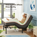 Marsail MS01-2 Split King Adjustable Base with Massage, Wireless Remote, 4 Adjustable Heights, Nightlight, 3 Minutes Fast Assembly