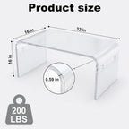 MESAILUP 32inch Premium Clear Acrylic Rectangle Coffee Table for Living Room,Mid Century Transparent Waterfall Lowtea Table, Middle Size Table (32"x16"x16") Need Assembly Fit for 2 Seat Sofa