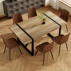 Dining Table Set for 6, 71'' Wood Dining Table and Chairs Set of 6, Modern Rectangle Wood Table, Fabric Dining Chairs 6, Suitable for Home, Kitchen, Dining Room, Living Room