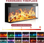 97" Fireplace TV Stand with 36" Electric Fireplace, Farmhouse Entertainment Center for TVs up to 100", Media Console Table with Large Storage Cabinets, for Living Room, White