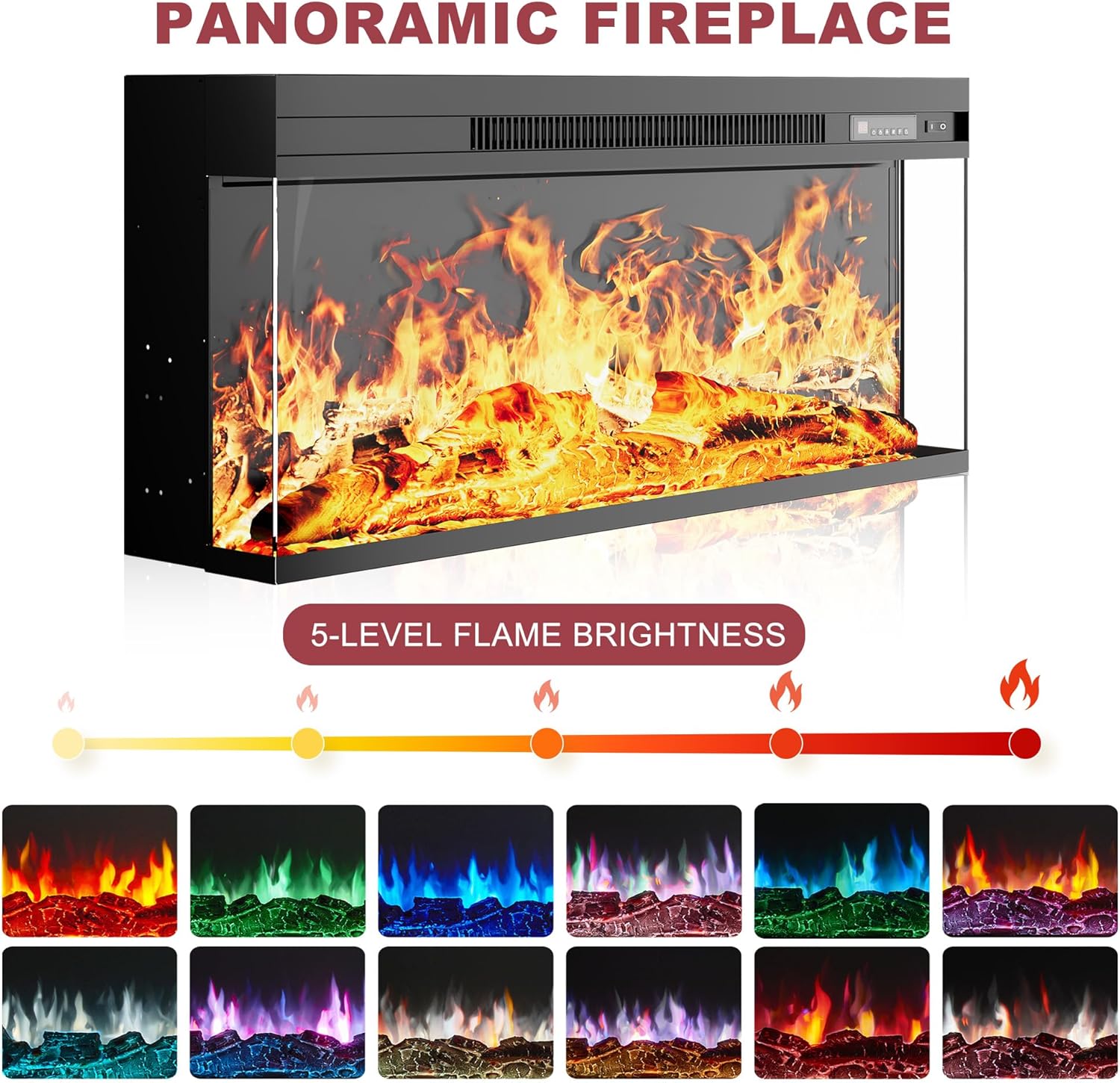 97" Fireplace TV Stand with 36" Electric Fireplace, Farmhouse Entertainment Center for TVs up to 100", Media Console Table with Large Storage Cabinets, for Living Room, White