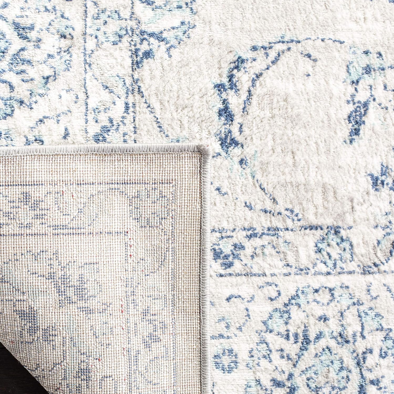 SAFAVIEH Brentwood Collection Area Rug - 10' x 13', Light Grey & Blue, Oriental Floral Scroll Design, Non-Shedding & Easy Care, Ideal for High Traffic Areas in Living Room, Bedroom (BNT854G)
