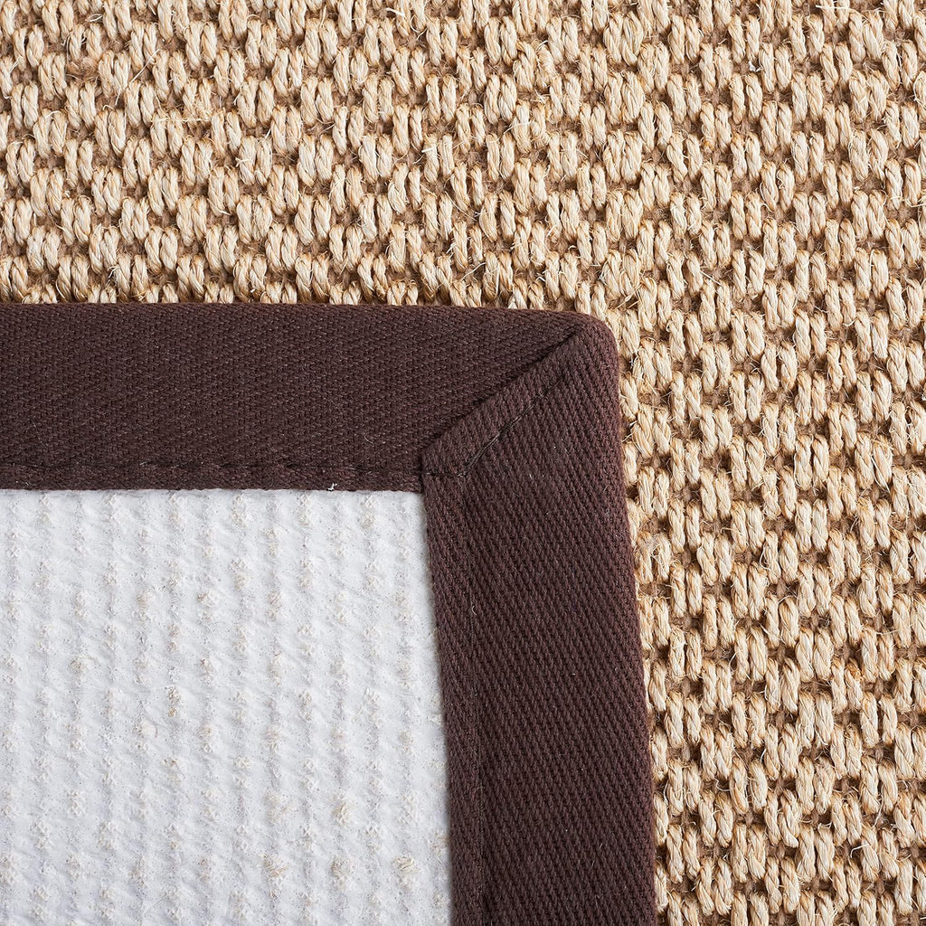 SAFAVIEH Area Rug 9x12 - Natural Fiber Collection - Large - Maize & Brown, Sisal, Woven Design with Border (NF141C)