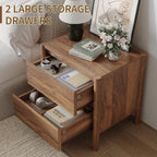 CHUWELL Mid Century Nightstand Set of 2 - Bedside Table with 2 Drawers and 4 Sturdy Solid Wood, End Table for for Bedroom (Walnut)