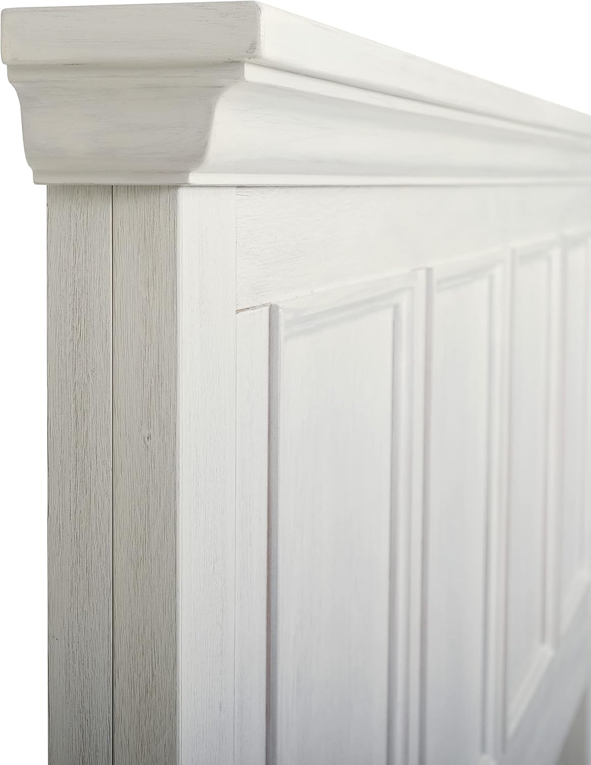 OSP Home Furnishings Farmhouse Basics King Headboard Only, Rustic White Finish