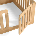 Bellemave Full Size Kids Montessori Floor Bed,Full Size Floor Bed Frame with High Fence and Door,Solid Wood Montessori Bed for Girls Boys,Natural
