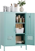 Metal Storage Cabinet with Adjustable Shelves,Metal Buffet Sideboard with 2 Doors for Kitchen,Home,Office, 42" H x 26" W x 14" D,Assembly Required,Blue