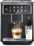 Automatic Espresso Machine with Grinder and Milk Frother - Grinder Coffee Machine Expresso Maker with 7 One-Touch Coffee Recipes for Latte, Cappuccino, Americano, Iced and Hot Coffee (Black)