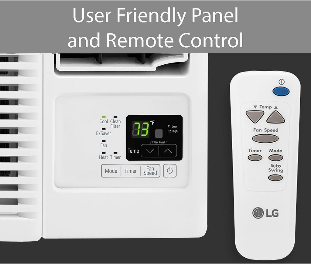 LG 18,000 BTU Window Air Conditioner with Heat, 230/208V, Cools 1,000 Sq.Ft. for Bedroom, Living Room, Basement, Apartment, with Remote, 2 Speeds, 24-Hour Timer, White