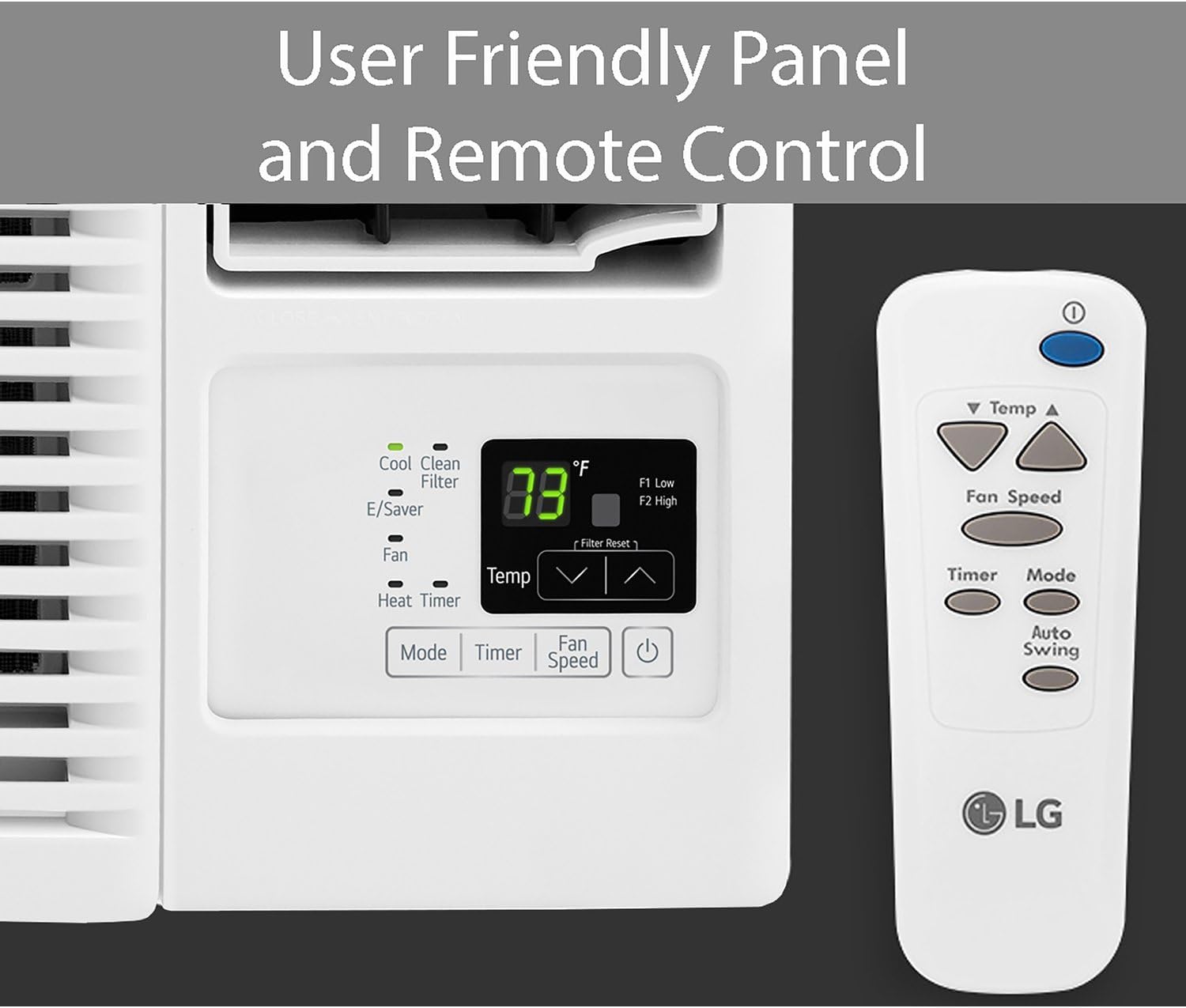 LG 18,000 BTU Window Air Conditioner with Heat, 230/208V, Cools 1,000 Sq.Ft. for Bedroom, Living Room, Basement, Apartment, with Remote, 2 Speeds, 24-Hour Timer, White