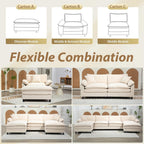 Oversized Modular Sectional Sofa, 80 Inch L Shaped Cloud Couch Set, 2-Seat Comfy Convertible Sofa with 1 Movable Ottoman, DIY Combination Sleeper Couch for Living Room(Chenille, Beige)