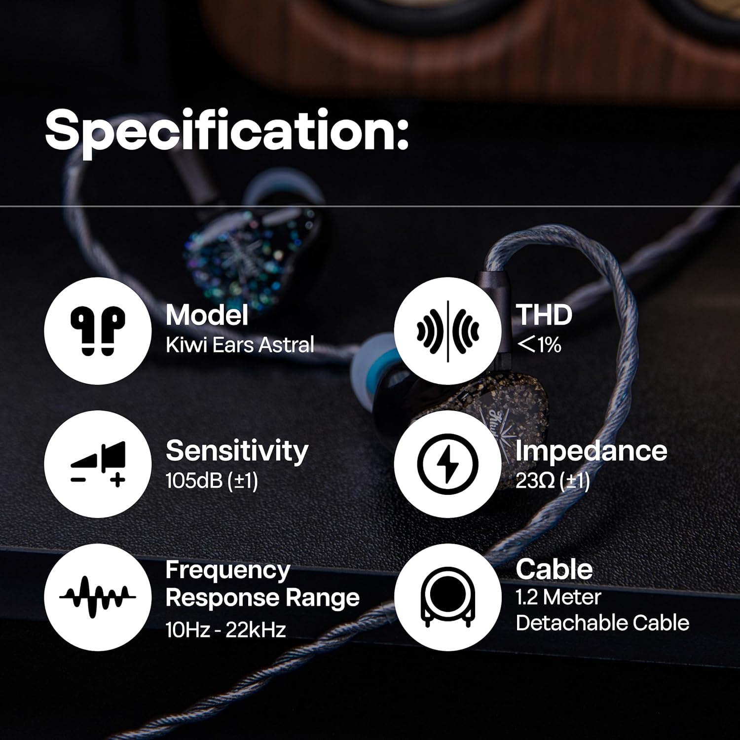 Linsoul Kiwi Ears Astral 1DD+6BA Hybrid in Ear Monitor  Wired Earbuds  HiFi Studio Recording &Mixing Earphone  Portable Gaming IEMs for Professional Music Engineers Audiophiles (Blue)
