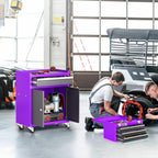 AIRAJ Rolling Tool Chest,4 Drawers Tool Chest with 4 Swivel Casters,Large-Capacity Detachable Tool Cabinet with Lock and Double Doors,Suitable for Work Shops,Warehouse and Garage,Purple