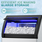 Commercial Ice Maker Machine 250 Lbs/24H, 35 Lbs Ice Bin, Undercounter Ice Maker Stainless Steel, 72 Ice Cubes/8-15 Min, Ice Machine with Water Line and Filter, Set Ice Thickness, 24H Timer, Bar, Café