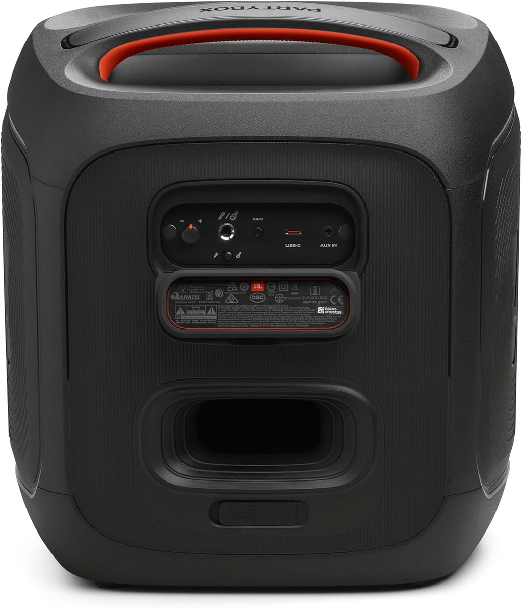 JBL PartyBox Encore Essential 2 - Portable Battery-Powered Party Speaker with AI Sound Boost  Up to 15 Hours of Play time  IPX4 Splash Proof  and Multi-Speaker Connection by Auracast (Black)