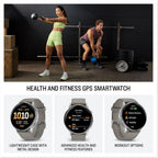 Garmin Venu 4  45mm  Advanced Health & Fitness GPS Smartwatch  Bright & Colorful Display  Flashlight  12 Days Battery Life | Silver with Gray Silicone Band  Signature Series Power Bundle