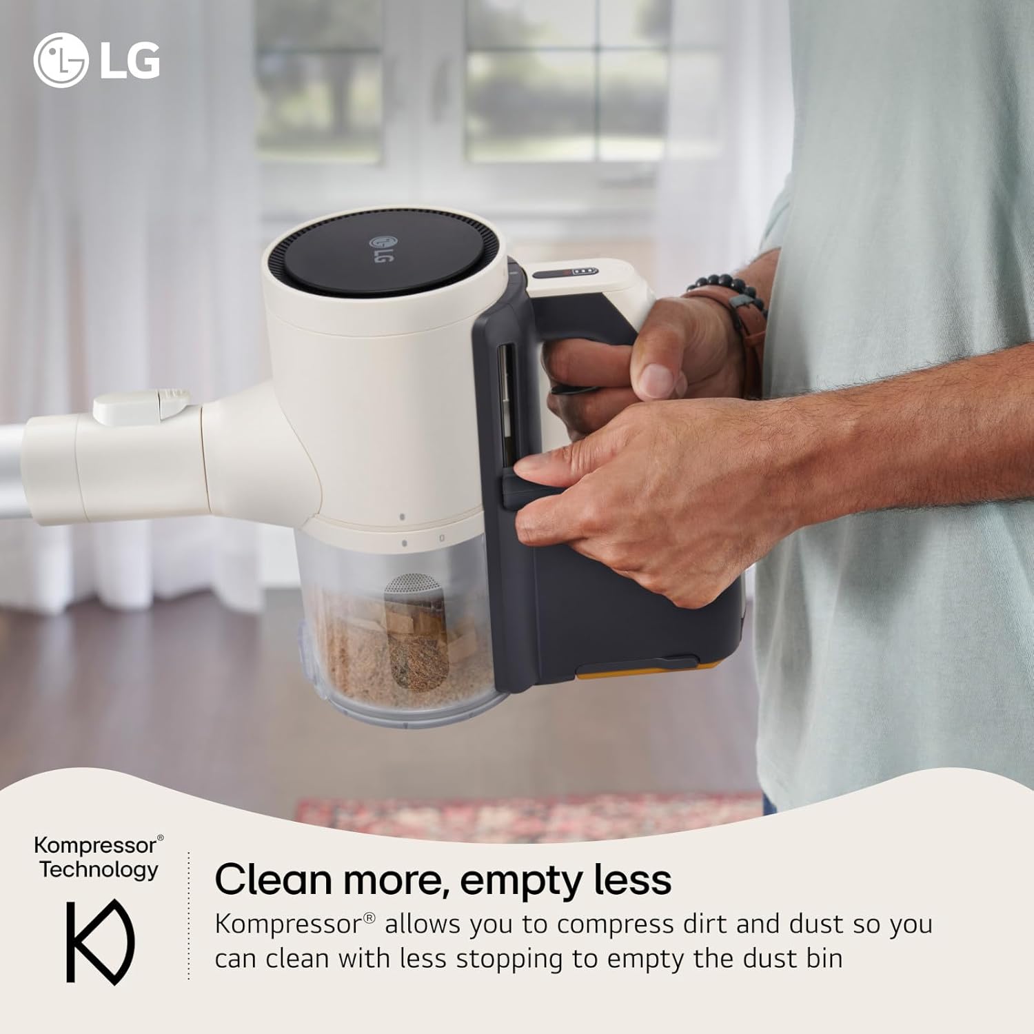 LG Cordzero Q3 Cordless Stick Vacuum Cleaner with Auto Multi-Surface Detect Dual Floor Max Lite Nozzle, Beige Color