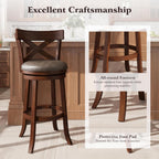 ALPHA HOME Swivel Bar Stools with Backs, 30 Inch Bar Stools Set of 2, Wooden Bar Stools, 360 Degrees Swivel Chairs with Upholstered, Wrap-Around Footrest for Pub, Kitchen, Dark Cherry/Fondant