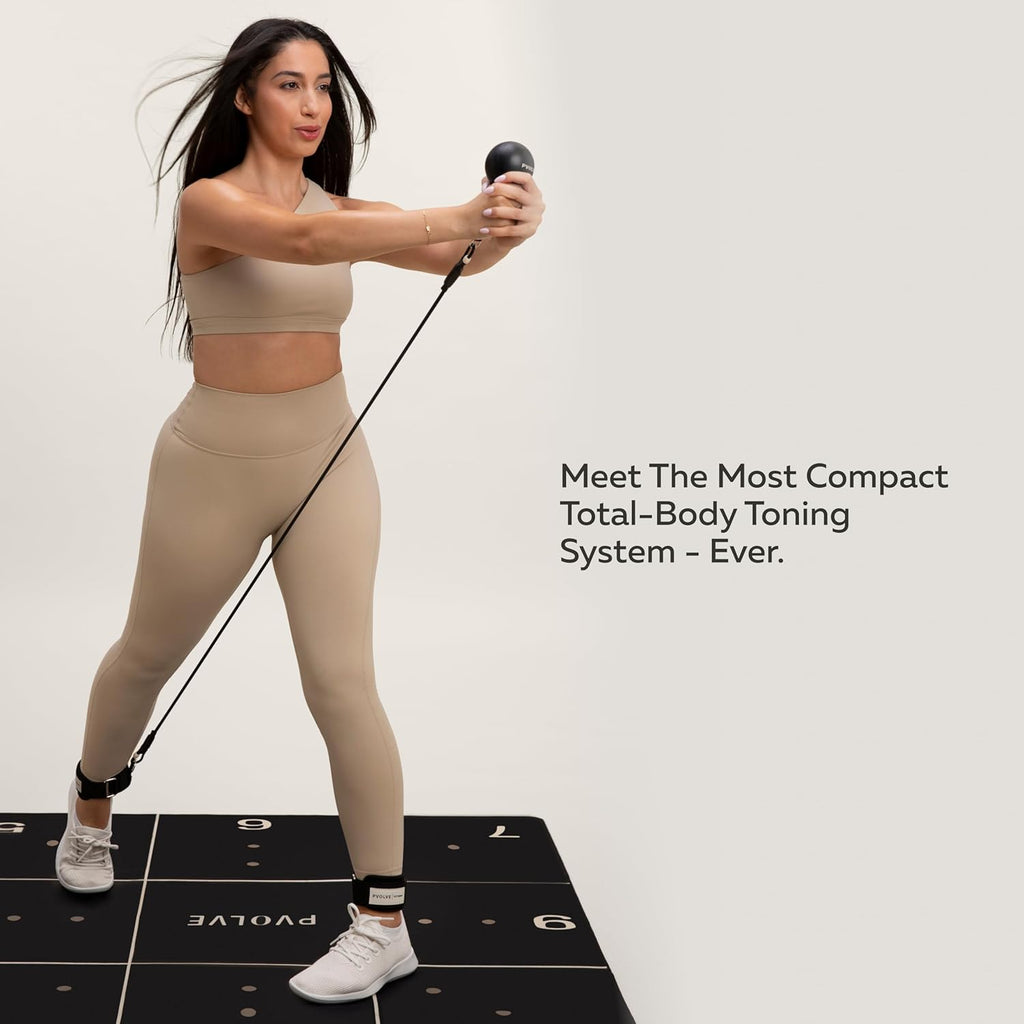 Pvolve P.3 Trainer- Home Gym Fitness Equipment Resistance Band with Ankle Strap and Weight System