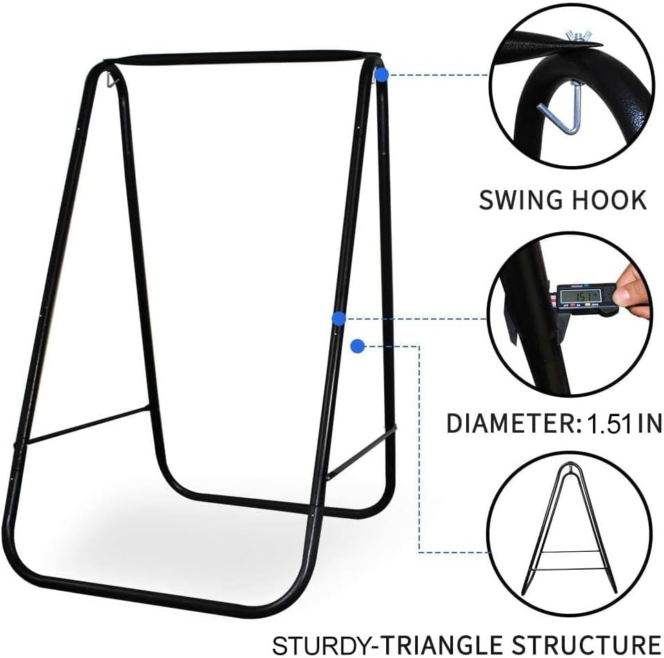 Hammock Chair with Stand,Heavy-Duty Hammock Stand with Large Indoor Swing,MAX Load 500 LBS,Hanging Chair with Stand for Indoor Outdoor,Swing Chair with 2 Cushions Included(Beige)