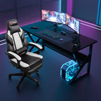 DL-win Video Gaming Chair for Adults, Computer Chair with Footrest and Ergonomic High Back, Big and Tall Gamer Chair with Massage Lumbar Support, 360° Swivel Height Adjustable Computer Chair, White